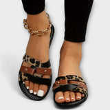 Marinka - Leopard Print Cross-Strap Sandals