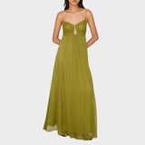 Bela - Maxi obleka z globokim izrezom