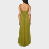 Bela - Maxi obleka z globokim izrezom