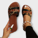 Marinka - Leopard Print Cross-Strap Sandals