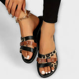 Marinka - Leopard Print Cross-Strap Sandals