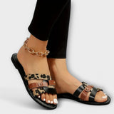 Marinka - Leopard Print Cross-Strap Sandals