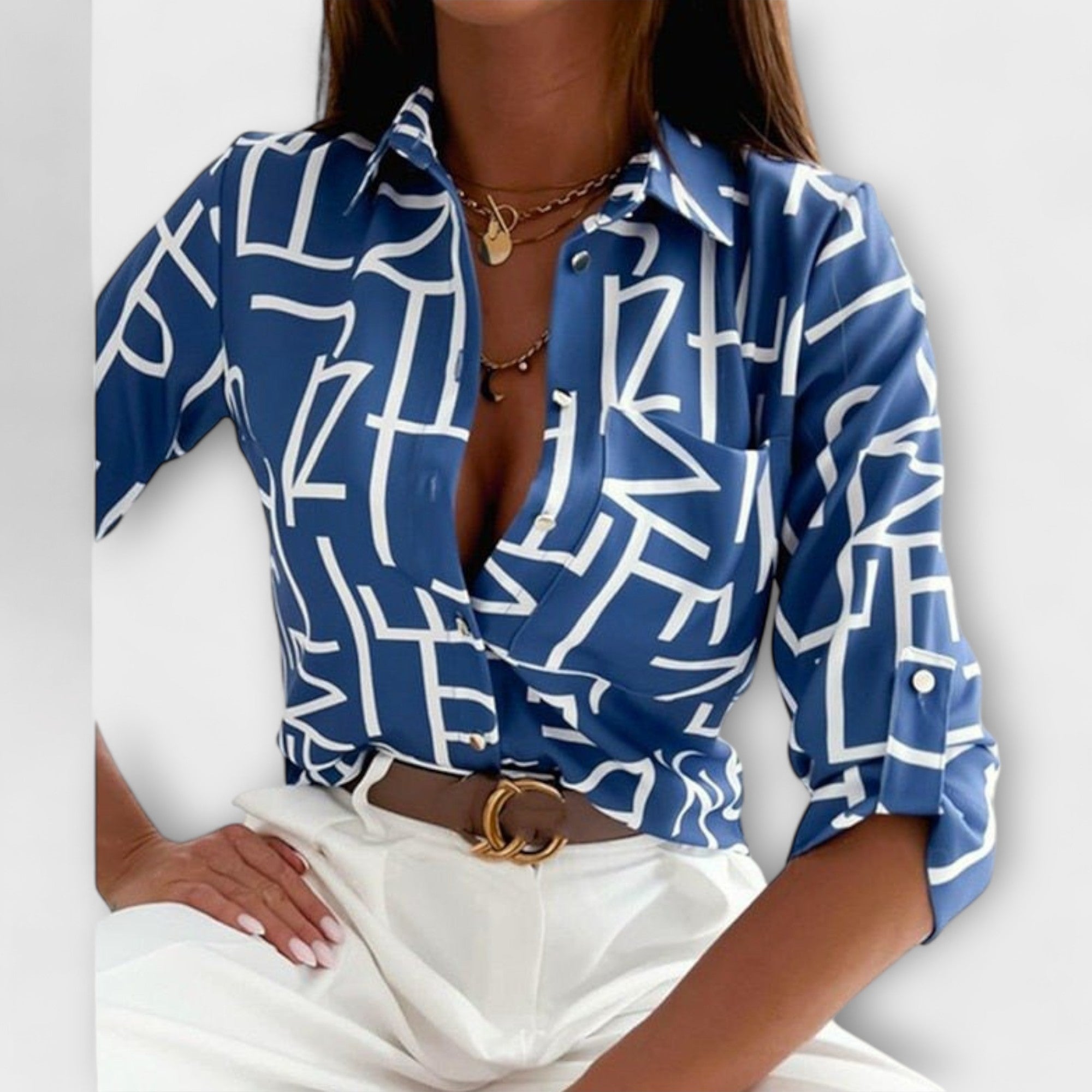 Ljubomira – Elegantna Geometrijska Bluza